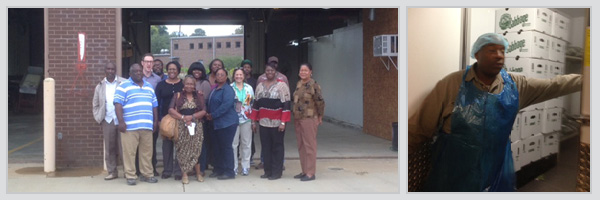 Image 1 shows DSCAN Learning Journey Participants, Image 2 shows Collard Green cold storage