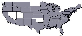 Map of states where Yellow Wood has worked